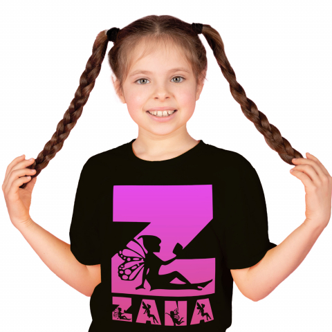 Cadouri Pentru Copii - Tricou Personalizat Copii Pentru Iubitorii De Basme Magice, Zana Cu aripi, Text Nume Personalizat, Culoare Roz, Negru, 100% Bumbac, Marime 10 Ani