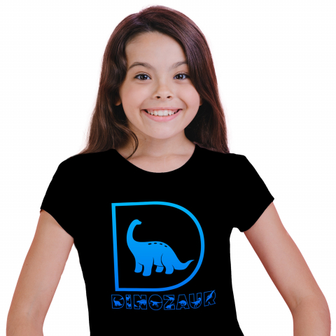 Cadouri Pentru Copii - Tricou Personalizat Copii Pentru Iubitorii De Dinozauri, Animal, Text Personalizat, Culoare Albastru,Copii, Negru, 100% Bumbac, Marime 4 Ani