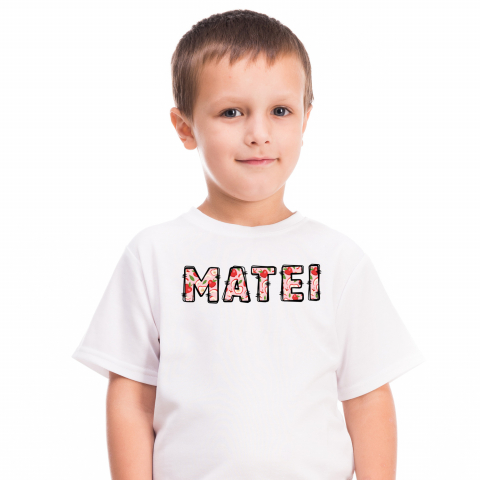 Cadouri Pentru Copii - Tricou Personalizat Copii Pentru Iubitorii De Fruct mar, sanatate, Text Nume Personalizat, Multicolor, Alb, 100% Bumbac, Marime 8 Ani