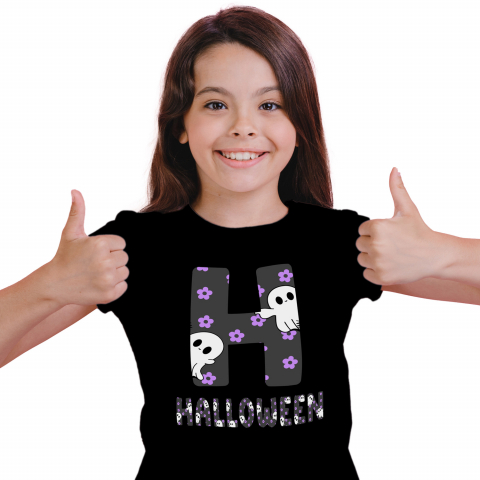 Cadouri Personalizate - Tricou Personalizat Copii Pentru Iubitorii De Hallowen, Fantome, Text Nume Personalizat, Copii, Culoare Negru, Negru, 100% Bumbac, Marime 4 Ani