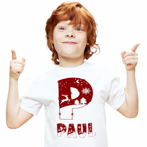 Cadouri Pentru Copii - Tricou Personalizat Copii Pentru Iubitorii De Iarna, Cangur, Fulgi De Nea, Text Nume Personalizat, Copii, Culoare Rosu, Alb, 100% Bumbac, Marime 12 Ani