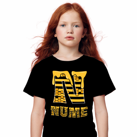 Cadouri Pentru Ea - Tricou Personalizat Copii Pentru Iubitorii De Miere, Albine, Text Personalizat, Culoare Galben Negru,, Negru, 100% Bumbac, Marime 8 Ani