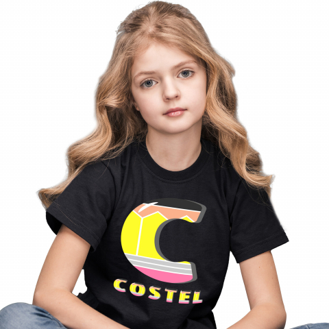 Cadouri Pentru Copii - Tricou Personalizat Copii Pentru Iubitorii De Scoala, Creion, Text Nume Personalizat, Copii, Multicolor, Negru, 100% Bumbac, Marime 4 Ani