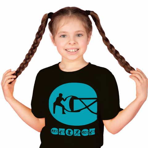 Cadouri Personalizate - Tricou Personalizat Copii Pentru Iubitorii De Sport, Siluete Umane, Sala Fitness, Text Nume Personalizat, Culoare Albastru, Negru, 100% Bumbac, Marime 4 Ani