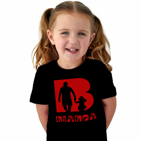 Cadouri Pentru Copii - Tricou Personalizat Copii Pentru Tata Si Copil, Familie, Text Nume Personalizat, Dragoste, Culoare Rosu, Negru, 100% Bumbac, Marime 4 Ani