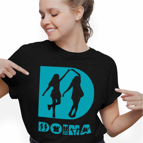 Cadouri Pentru Cupluri - Tricou Personalizat Femei Pentru Cele mai bune Prietene, Text Nume Personalizat, Fete, Culoare Albastru, Negru, 100% Bumbac, Marime L