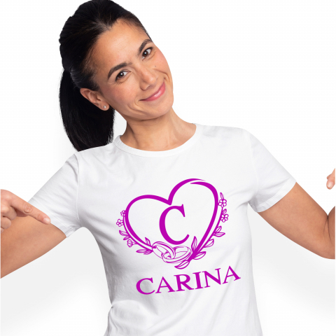 Cadouri Pentru Cupluri - Tricou Personalizat Femei Pentru Cerere casatorie, Verghete, Nunta, Text Nume Personalizat, Valentine's day, Culoare Mov, Alb, 100% Bumbac, Marime S