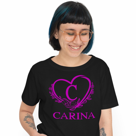 Cadouri Pentru Cupluri - Tricou Personalizat Femei Pentru Cerere casatorie, Verghete, Nunta, Text Nume Personalizat, Valentine's day, Culoare Mov, Negru, 100% Bumbac, Marime XS
