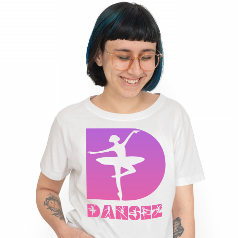 Cadouri Pentru Ea - Tricou Personalizat Femei Pentru Iubitorii De Balet, Silueta Dansatoare, Text Nume Personalizat, Copii, Culoare Roz, Alb, 100% Bumbac, Marime XS