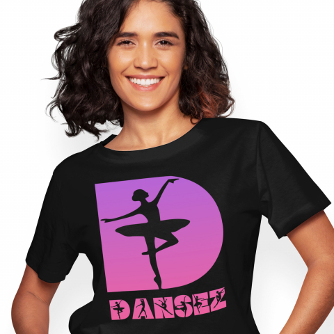 Cadouri Pentru Ea - Tricou Personalizat Femei Pentru Iubitorii De Balet, Silueta Dansatoare, Text Nume Personalizat, Copii, Culoare Roz, Negru, 100% Bumbac, Marime L