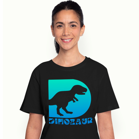 Cadouri Pentru Copii - Tricou Personalizat Femei Pentru Iubitorii De Dinozauri, Animal, Text Personalizat, Culoare Verde Gradient,Copii, Negru, 100% Bumbac, Marime XS