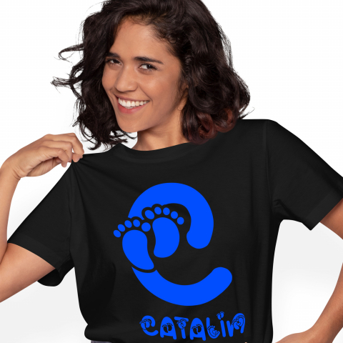 Tricouri - Tricou Personalizat Femei Pentru Iubitorii De Familie, Nou Nascut, Unicorn, Text Nume Personalizat, copii, Culoare Albastru, Negru, 100% Bumbac, Marime XS