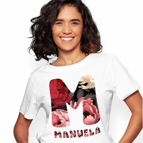 Cadouri Pentru Ea - Tricou Personalizat Femei Pentru Iubitorii De Flori, Natura, Text Nume Personalizat, Dragoste, Culoare Multicolor, Alb, 100% Bumbac, Marime M