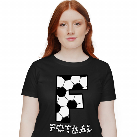 Cadouri Personalizate - Tricou Personalizat Femei Pentru Iubitorii De Fotbal, Minge, Sport, Text Nume Personalizat, Copii, Culoare Alb Negru, Negru, 100% Bumbac, Marime XS