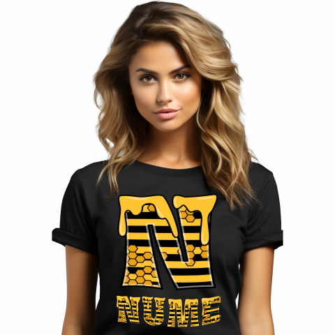 Cadouri Pentru Ea - Tricou Personalizat Femei Pentru Iubitorii De Miere, Albine, Text Personalizat, Culoare Galben Negru,, Negru, 100% Bumbac, Marime XL