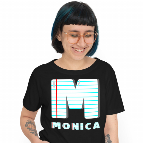 Cadouri Personalizate - Tricou Personalizat Femei Pentru Iubitorii De Scoala, Educatie, Text Nume Personalizat, Copii, Foaie caiet, Negru, 100% Bumbac, Marime XS