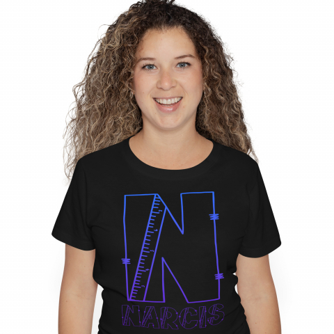 Cadouri Personalizate - Tricou Personalizat Femei Pentru Iubitorii De Scoala, Rigla, Text Nume Personalizat, Copii, Culoare Albastru Gradient, Negru, 100% Bumbac, Marime XS