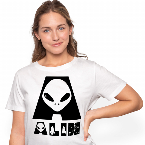 Cadouri Pentru Copii - Tricou Personalizat Femei Pentru Iubitorii De SF, Extraterestru, Text Nume Personalizat, copii, Culoare Negru, Alb, 100% Bumbac, Marime XS