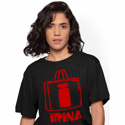 Cadouri Pentru Ea - Tricou Personalizat Femei Pentru Iubitorii De Shopping, Text Nume Personalizat, Femei, Culoare Rosu, Negru, 100% Bumbac, Marime XS