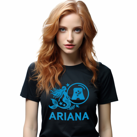 Cadouri Pentru Ea - Tricou Personalizat Femei Pentru Iubitorii De Sirene, Fiinta magica, Text Nume Personalizat, copii, Culoare Albastru, Negru, 100% Bumbac, Marime XL