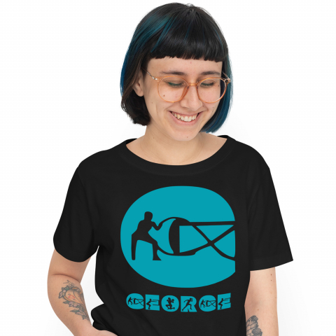 Cadouri Personalizate - Tricou Personalizat Femei Pentru Iubitorii De Sport, Siluete Umane, Sala Fitness, Text Nume Personalizat, Culoare Albastru, Negru, 100% Bumbac, Marime XS