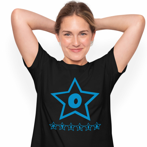 Cadouri Pentru Ea - Tricou Personalizat Femei Pentru Iubitorii De Stele Michellin, Text Nume Personalizat, Copii, Culoare Albastru, Negru, 100% Bumbac, Marime XS