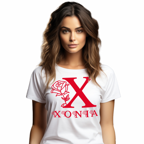 Cadouri Pentru Ea - Tricou Personalizat Femei Pentru Iubitorii De Trandafiri, Flori, Text Nume Personalizat, Valentine's Day, Culoare Rosu, Alb, 100% Bumbac, Marime XS