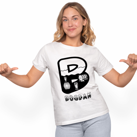 Tricouri - Tricou Personalizat Femei Pentru Iubitorii De Vin, Butoaie Din Lemn, Text Nume Personalizat, Culoare Negru, Alb, 100% Bumbac, Marime XS