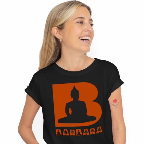 Cadouri Personalizate - Tricou Personalizat Femei Pentru Iubitorii De Yoga, relaxare, Meditatie, Text Nume Personalizat, Culoare Rosu, Negru, 100% Bumbac, Marime XS