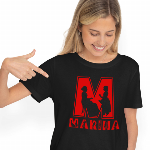 Cadouri Pentru Ea - Tricou Personalizat Femei Pentru mama Si Fiica, Familie, Ziua mamei, Text Nume Personalizat, Copii, Culoare Rosu, Negru, 100% Bumbac, Marime XL