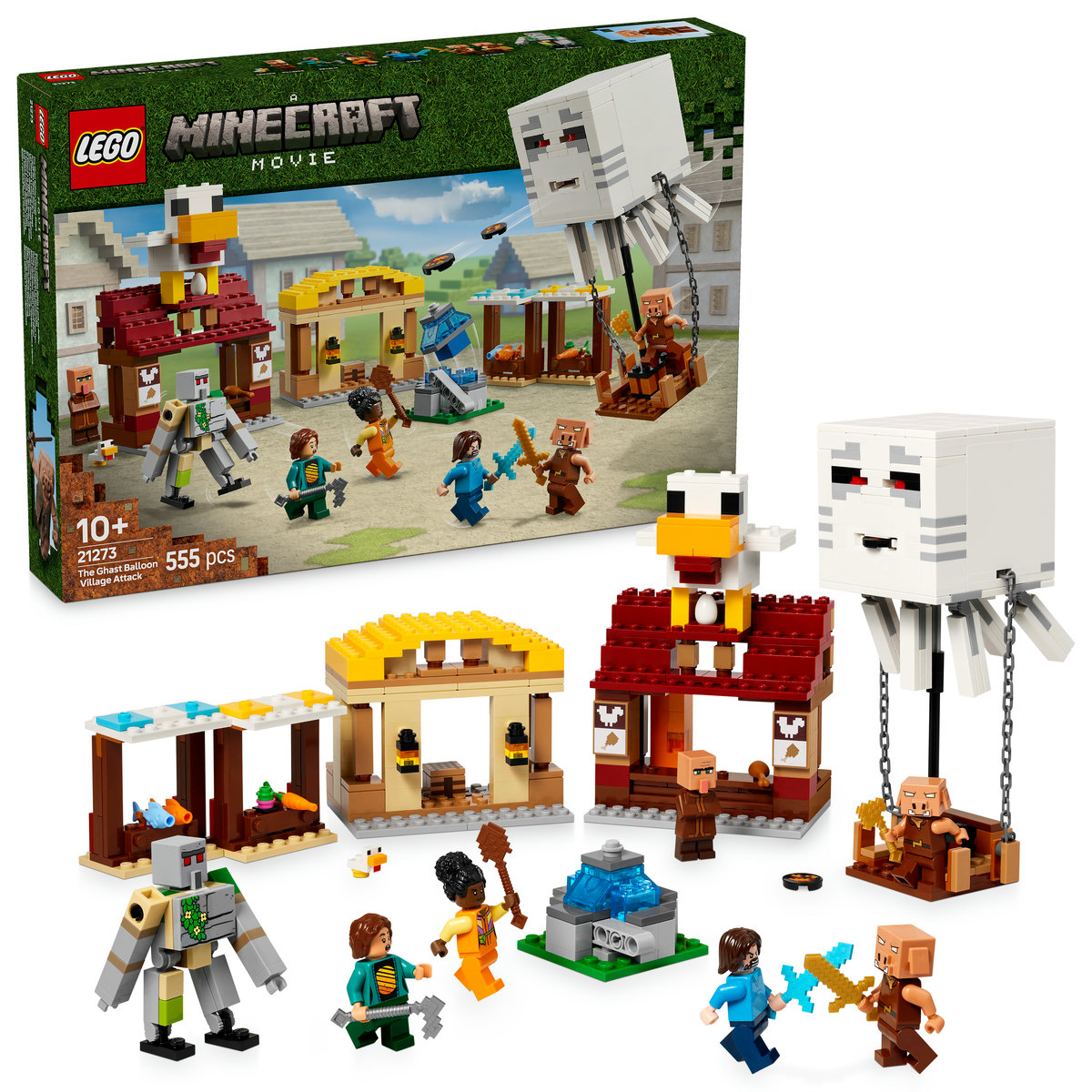 LEGO Minecraft - lego-minecraft-atacul-baloanelor-ghast-satului-21273-ani-10-piese-555