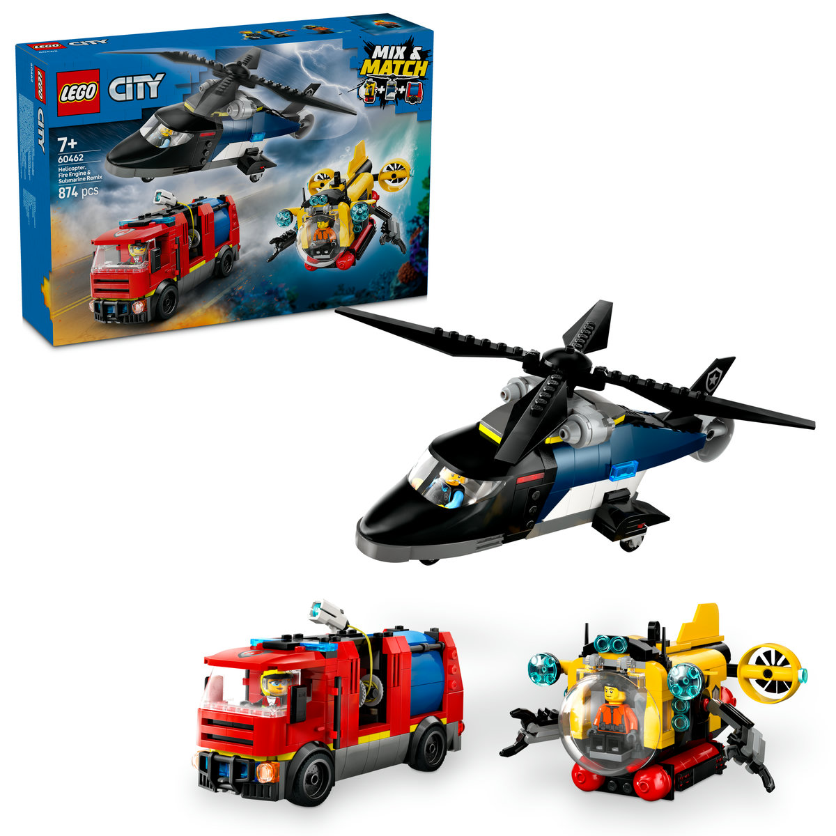 LEGO - lego-city-elicopter-camion-pompieri-submarin-remixate-60462-ani-7-piese-874