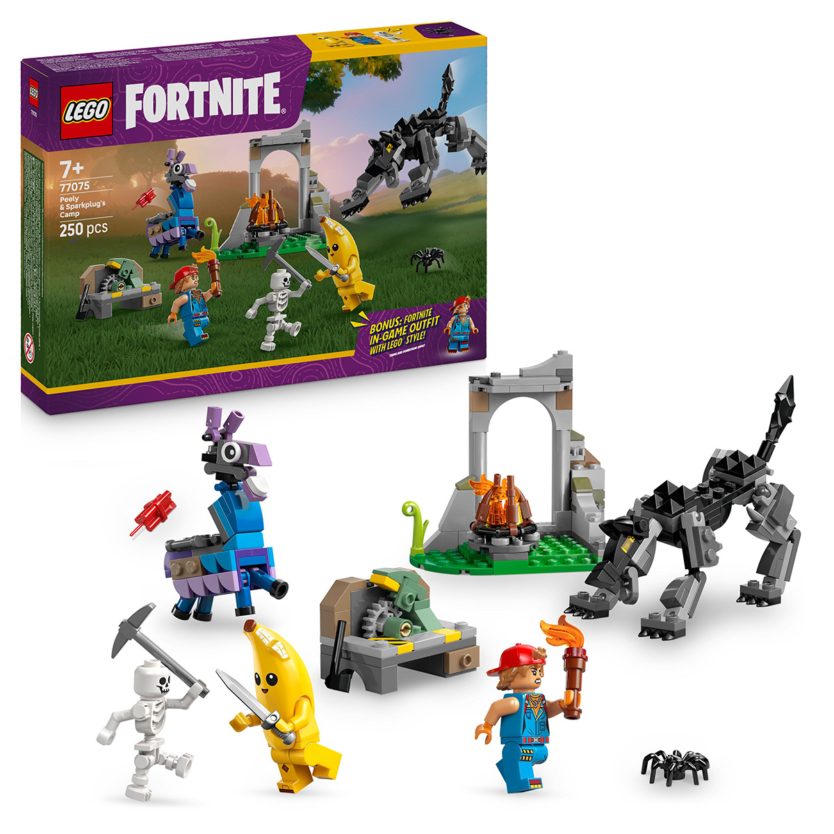  LEGO FORTNITE - lego-fortnite-tabara-peely-sparkplug-77075-ani-7-piese-250