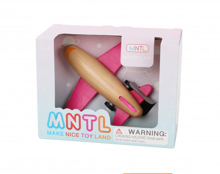 AVION DIN LEMN NATURAL - ROZ, cu Mecanism de Mișcare [3]