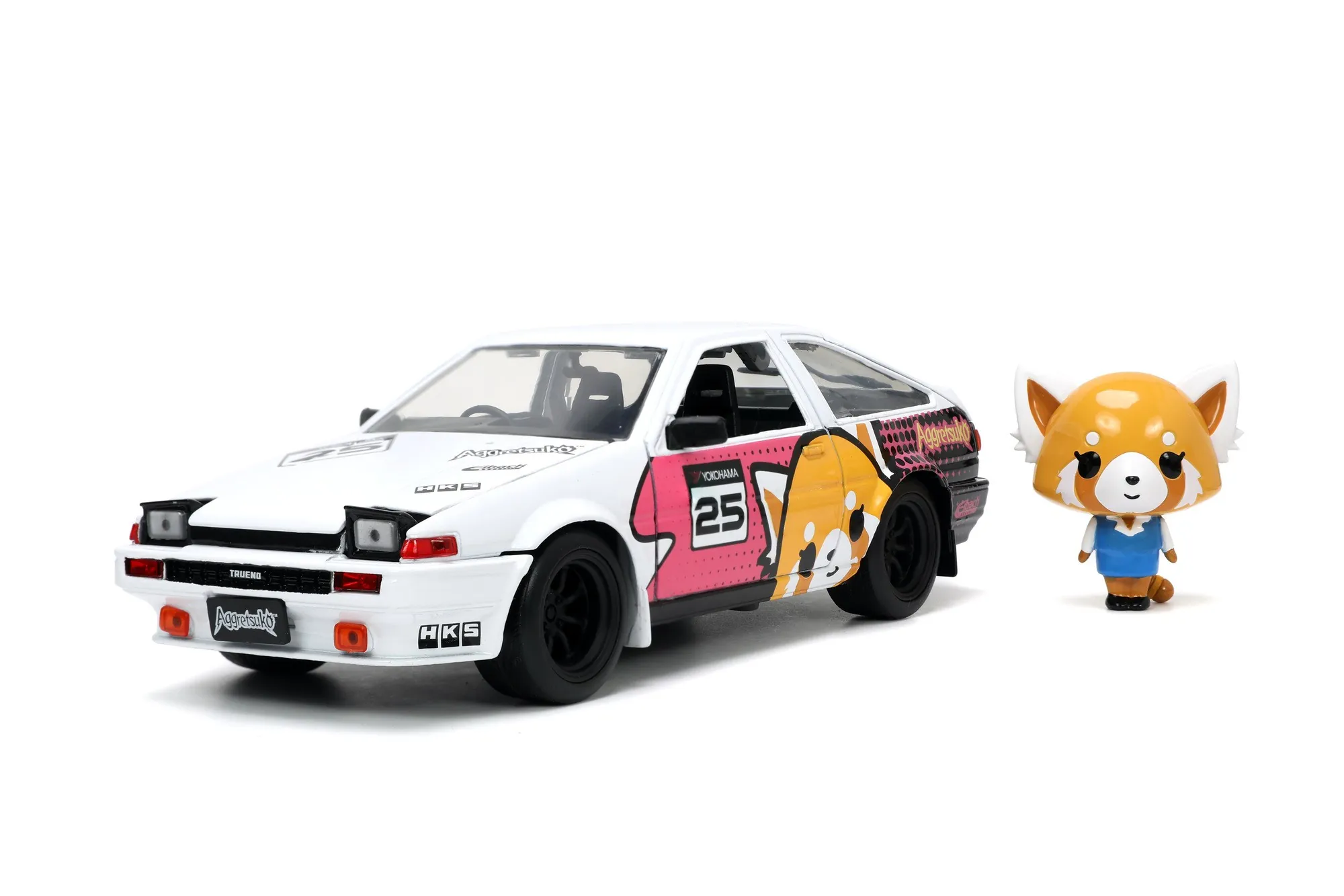 JADA AGGRETSUKO SET MASINUTA METALICA SI FIGURINA AGGRETSUKO SI TOYOTA TRUENO SCARA 1:24 [2]