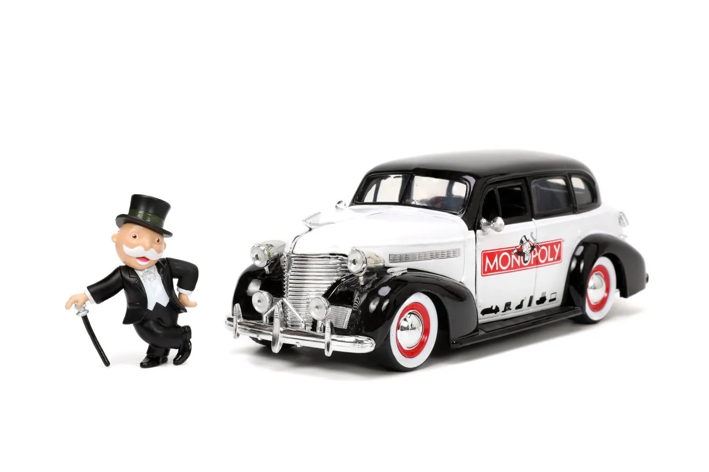 JADA SET MASINUTA METALICA CHEVROLET MASTER DELUXE 1939 SCARA 1:24 SI FIGURINA MR MONOPOLY [3]