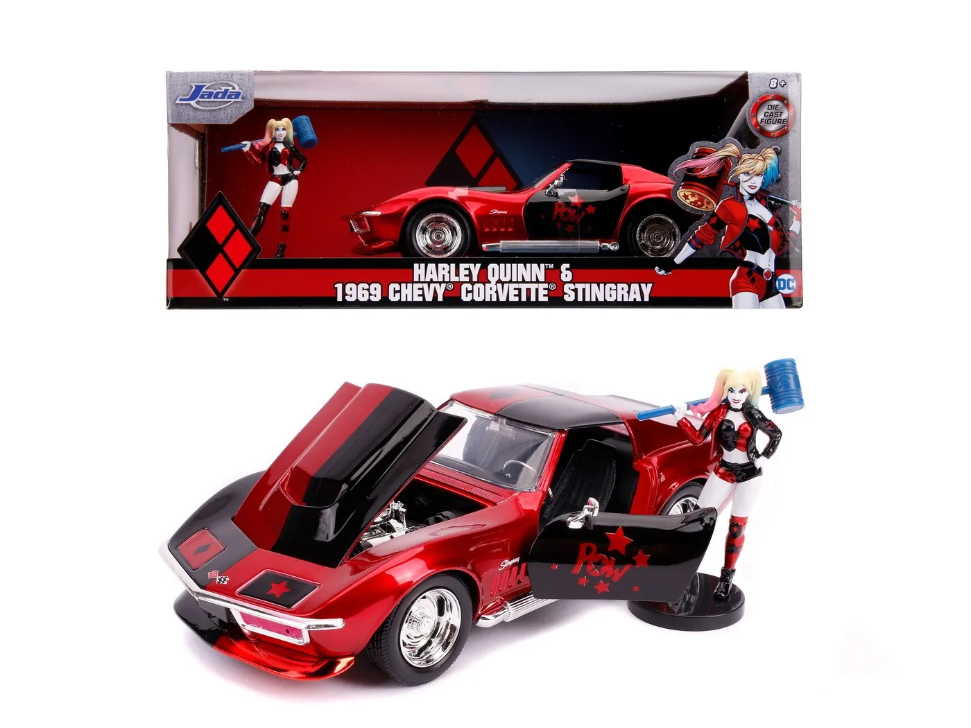 MASINUTA DIN METAL HARLEY QUINN 1969 CHEVY CORVETTE SCARA 1:24 [3]