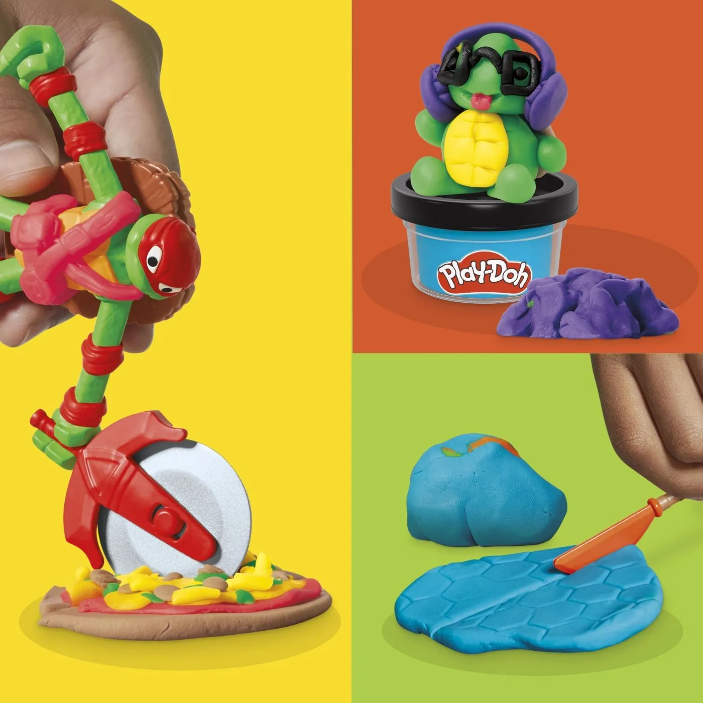 PLAY DOH POVESTIRI CU TESTOASE NINJA ADOLESCENTE MUTANTE SET PLASTELINA CREATII COWABUNGA [4]