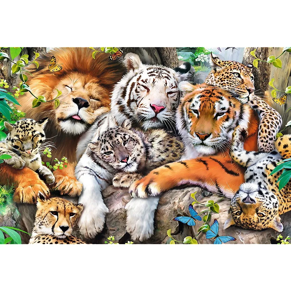 PUZZLE TREFL DIN LEMN 500+1 PIESE FELINELE DIN JUNGLA [2]