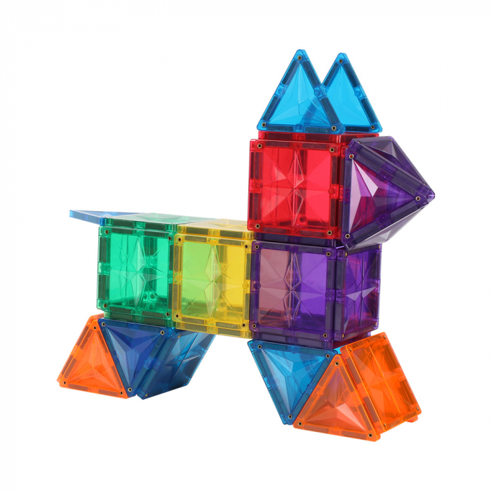 Set de Constructie Magnetic - 108 Piese Colorate, Magnetic Tiles Geometrice - Joc Creativ 2D și 3D-stoys.ro [3]