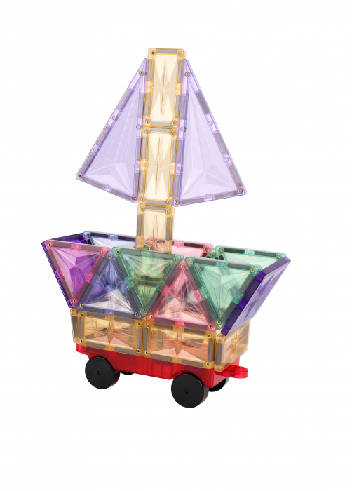 Set de Constructie Magnetic 182 Piese - Culori Pastel și Multicolore Magnetic Tiles - Stoys.ro [8]
