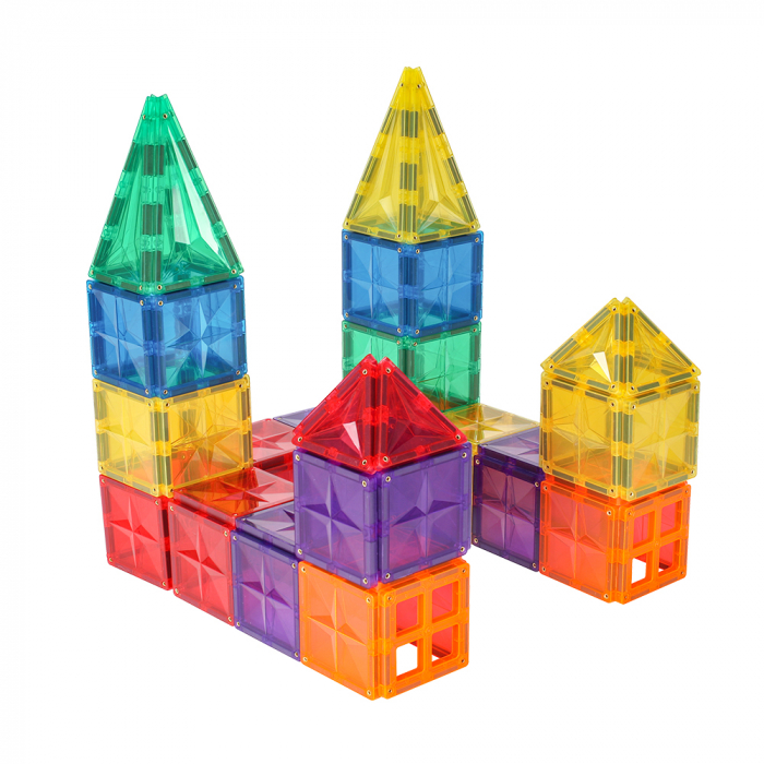 Set de Constructie Magnetic 182 Piese - Culori Pastel și Multicolore Magnetic Tiles - Stoys.ro [7]