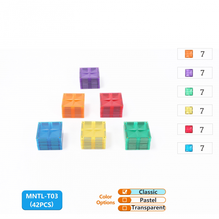 Set Constructie Magnetic 42 Piese Pătrate Multicolore Magnetic Tiles 2D 3D - Stoys.ro [3]