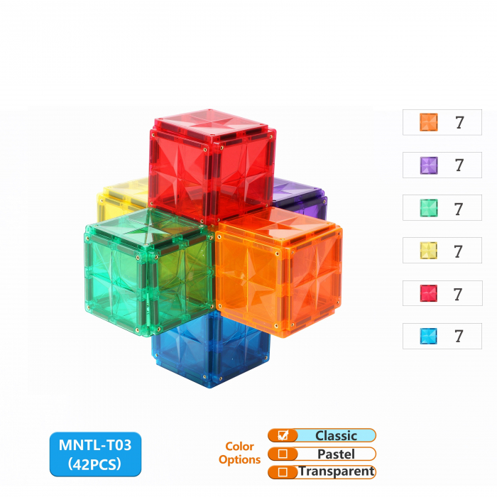 Set Constructie Magnetic 42 Piese Pătrate Multicolore Magnetic Tiles 2D 3D - Stoys.ro [5]