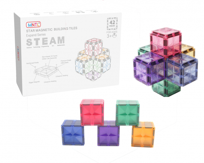 Set-Construcție-Magnetic-Tiles-42-Piese-Pastel-2D-3D-Jucărie-Educativă-Copii [2]