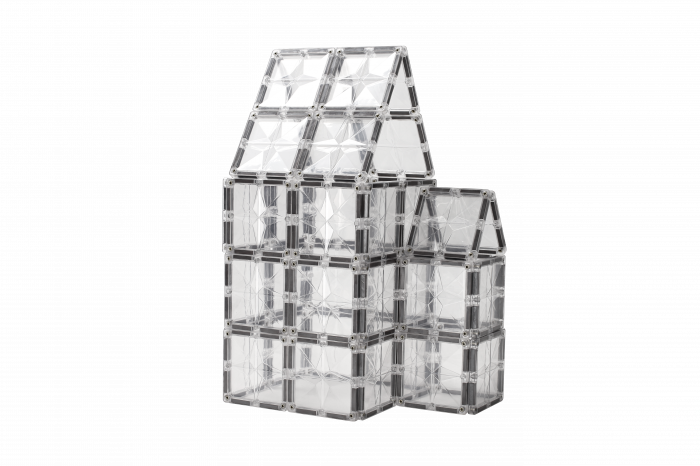 Set de constructie magnetic, 42 piese patrate transparente, Magnetic Tiles, 2D, 3D [5]