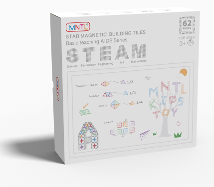 Set de constructie magnetic, 62 piese, Magnetic Tiles, Multicolore de forme geometrice diferite, 2D, 3D [2]