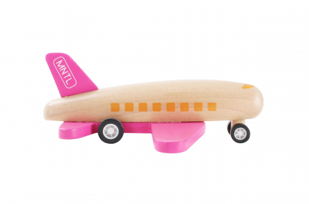 AVION DIN LEMN NATURAL - ROZ, cu Mecanism de Mișcare [1]