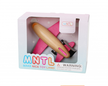 AVION DIN LEMN NATURAL - ROZ, cu Mecanism de Mișcare [2]