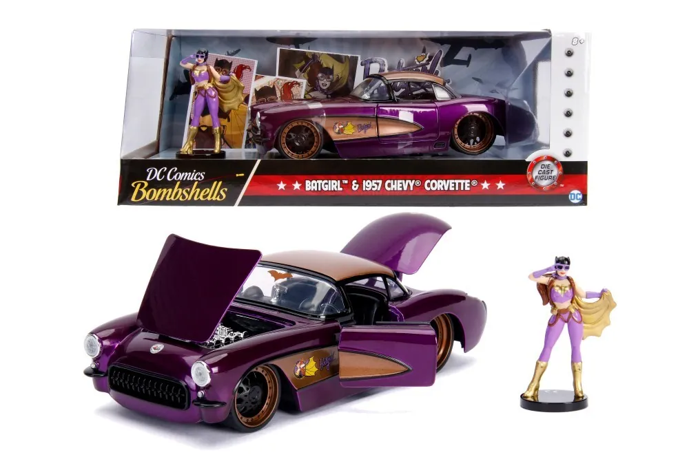 Masinuțe metalice (die-cast) - DC COMICS BOMBSHELLS 1957 CHEVY BATGIRL SCARA 1 LA 24